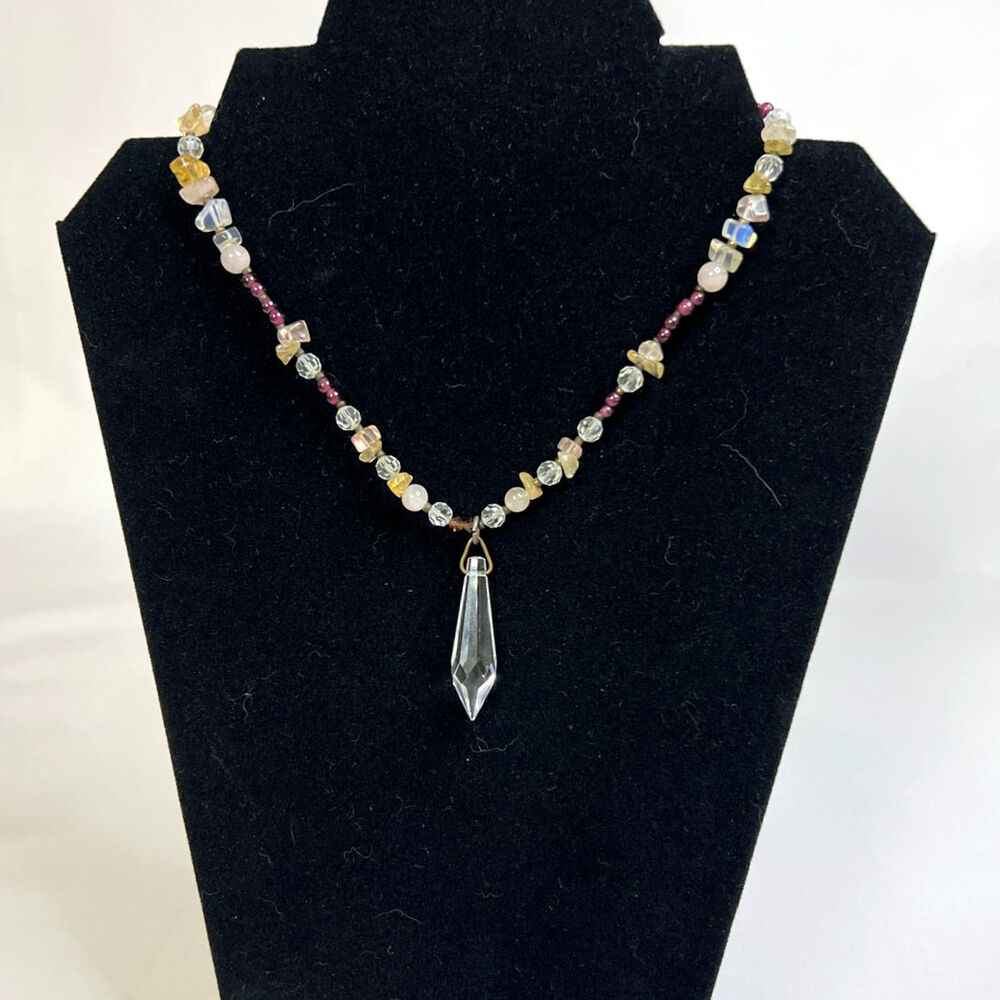 Shimmering Crystal & Gemstone Statement Necklace - image 4